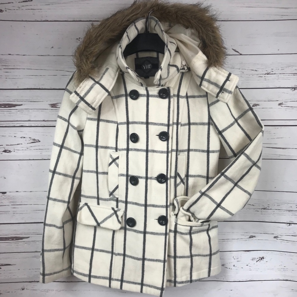 Womens Wool Blend Pea Coat Striped Size S